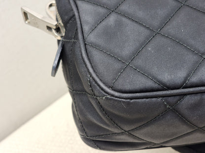 Prada Black Quilted Tessuto Nylon Bandoliera Bag