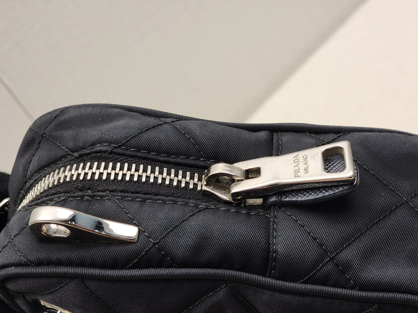 Prada Black Quilted Tessuto Nylon Bandoliera Bag