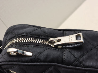 Prada Black Quilted Tessuto Nylon Bandoliera Bag