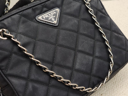 Prada Black Quilted Tessuto Nylon Bandoliera Bag