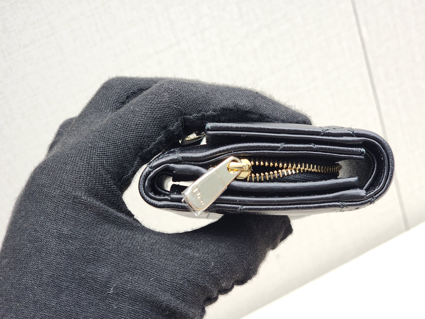 Dior Black Lambskin My Dior Hibiscus Wallet (GHW)