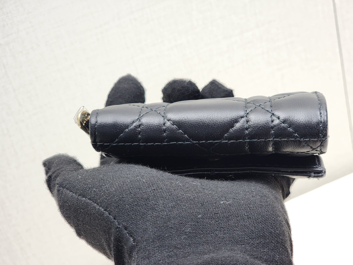 Dior Black Lambskin My Dior Hibiscus Wallet (GHW)