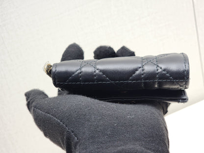 Dior Black Lambskin My Dior Hibiscus Wallet (GHW)
