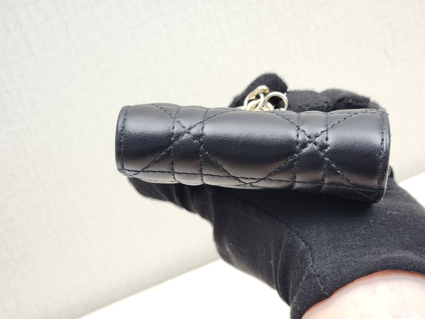 Dior Black Lambskin My Dior Hibiscus Wallet (GHW)