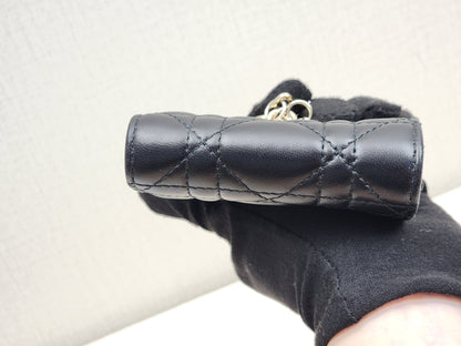 Dior Black Lambskin My Dior Hibiscus Wallet (GHW)