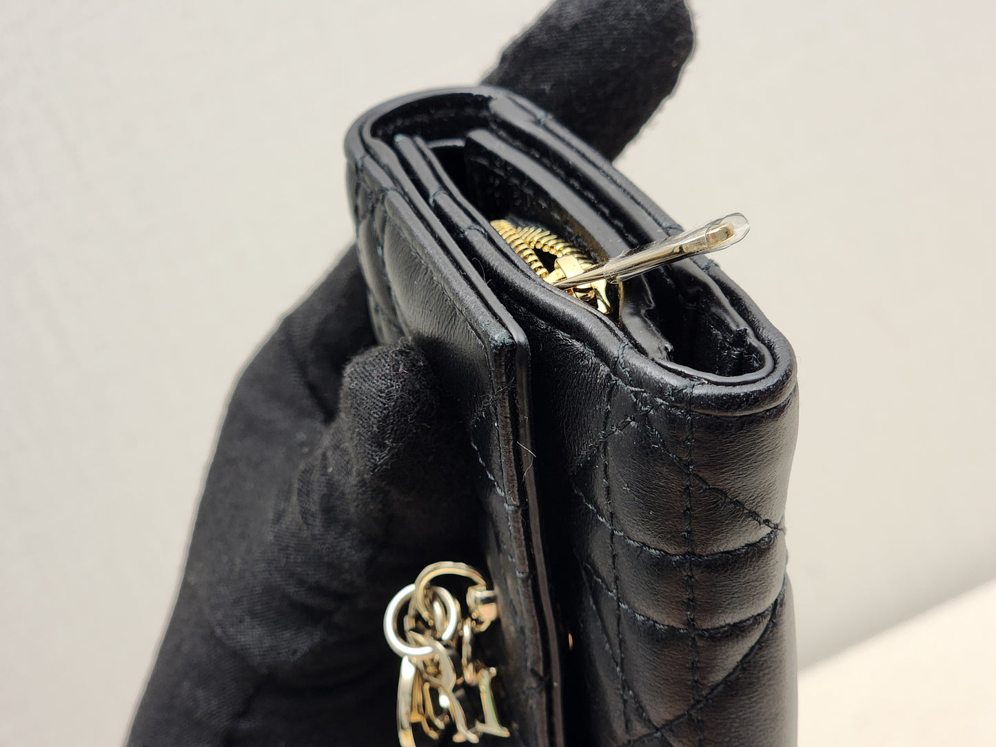 Dior Black Lambskin My Dior Hibiscus Wallet (GHW)
