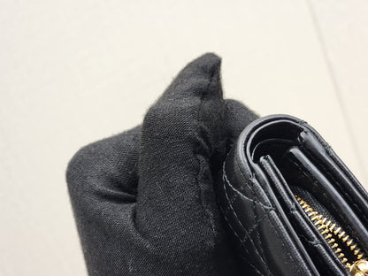 Dior Black Lambskin My Dior Hibiscus Wallet (GHW)