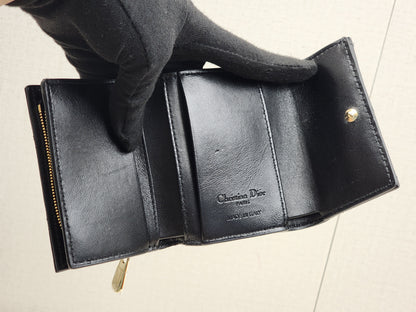 Dior Black Lambskin My Dior Hibiscus Wallet (GHW)