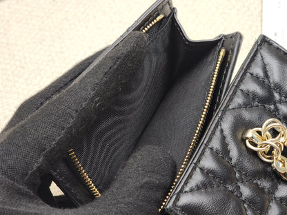 Dior Black Lambskin My Dior Hibiscus Wallet (GHW)