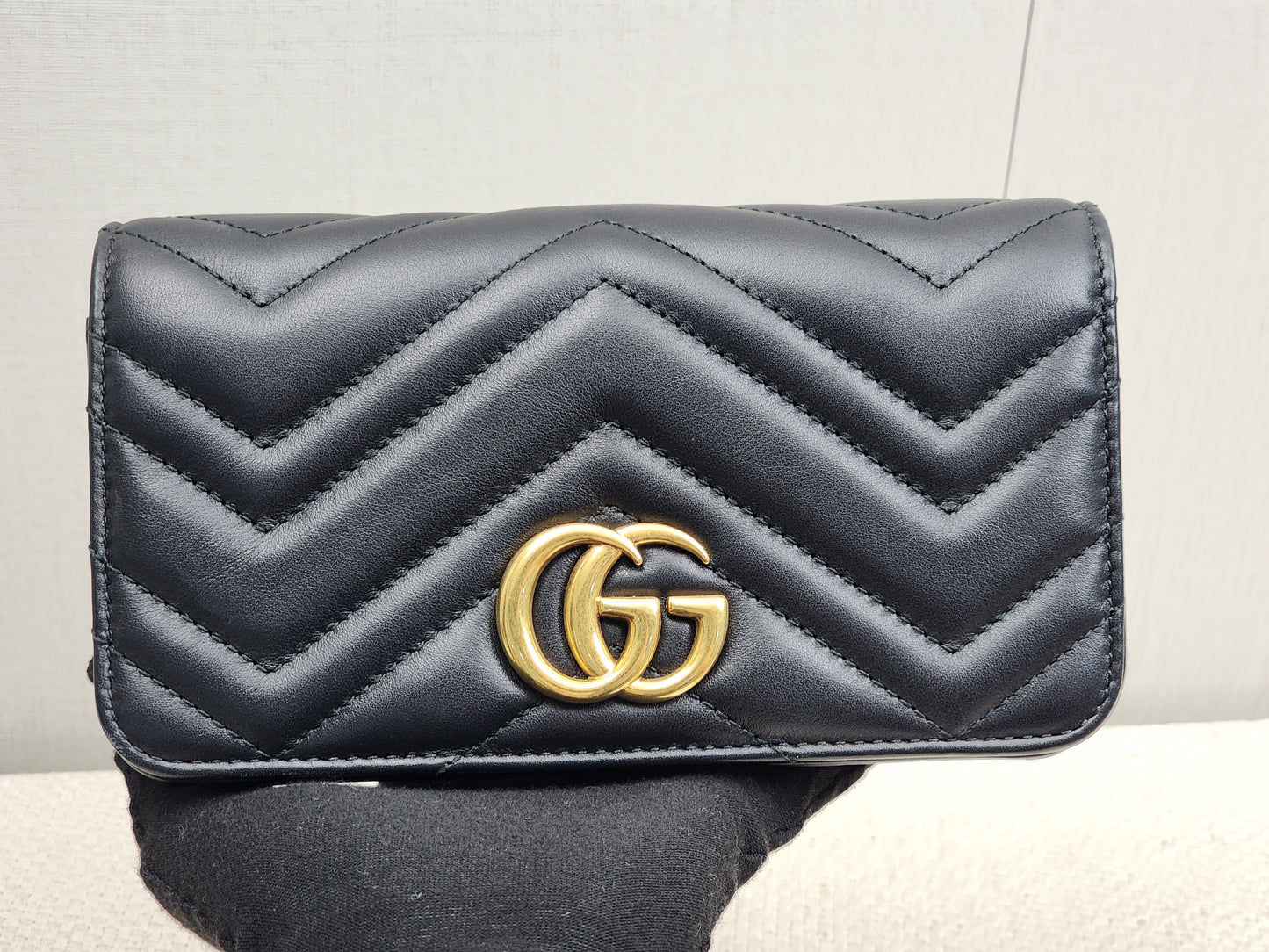 Gucci Black Marmont Mini Chain Wallet