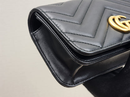 Gucci Black Marmont Mini Chain Wallet