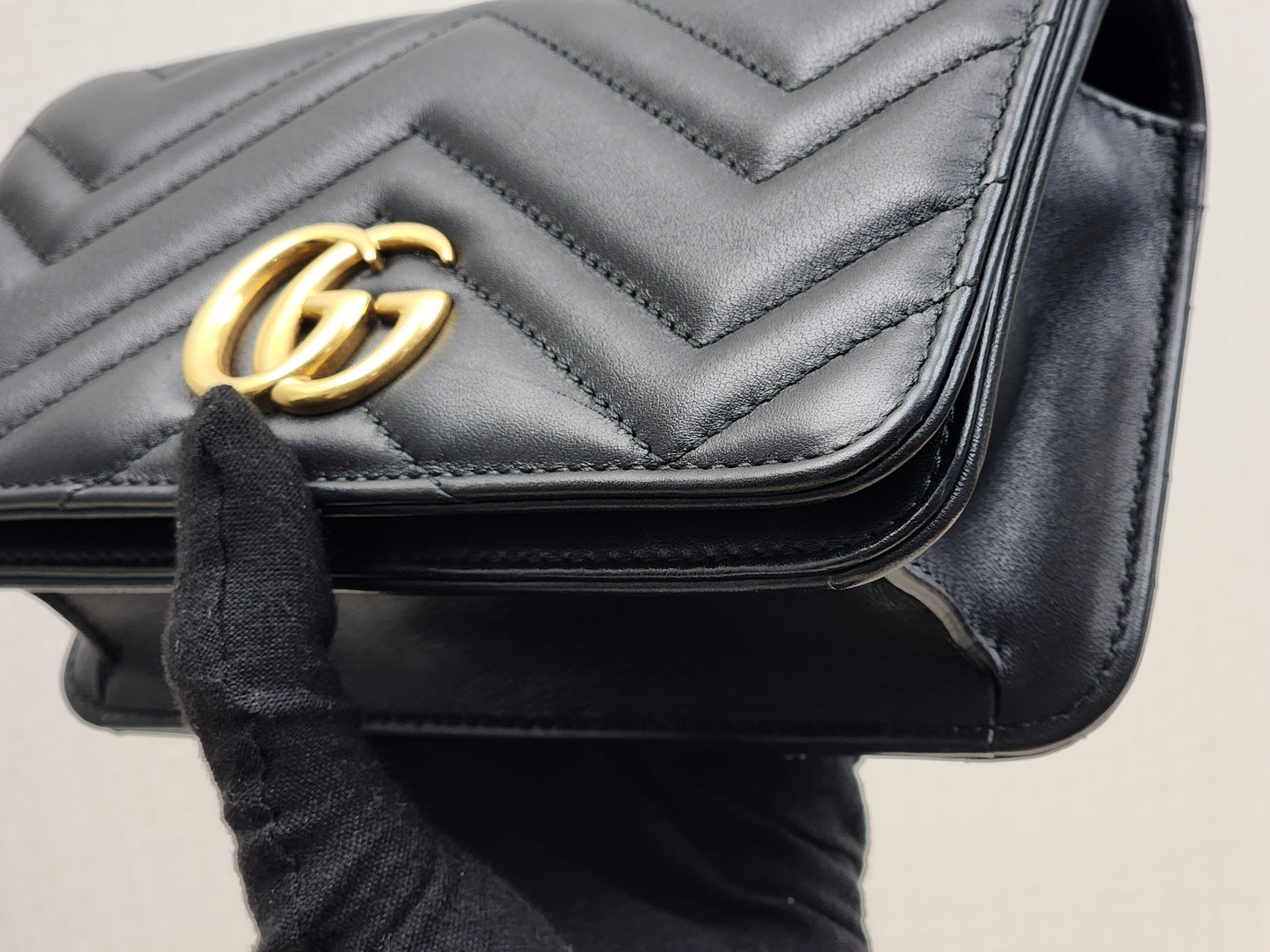 Gucci Black Marmont Mini Chain Wallet