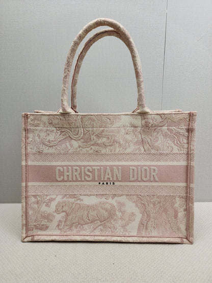 Dior Pink Toile De Jouy Embroidered Medium Book Tote