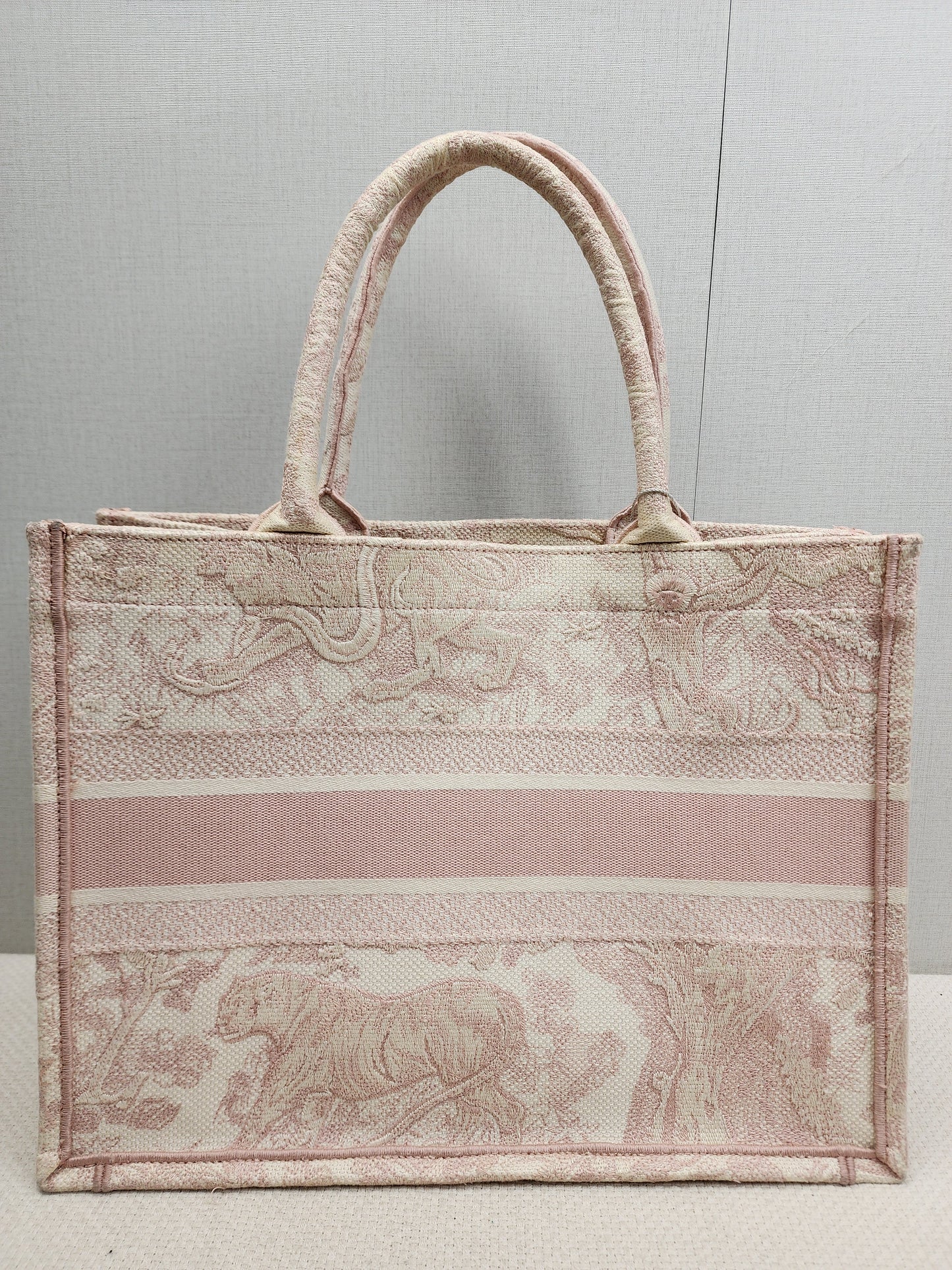 Dior Pink Toile De Jouy Embroidered Medium Book Tote