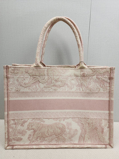 Dior Pink Toile De Jouy Embroidered Medium Book Tote