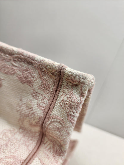 Dior Pink Toile De Jouy Embroidered Medium Book Tote
