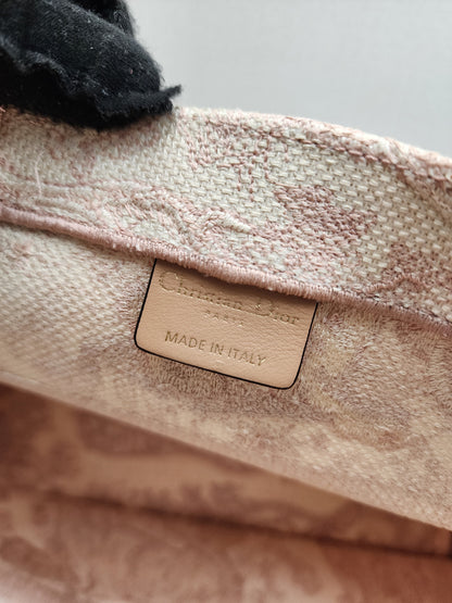Dior Pink Toile De Jouy Embroidered Medium Book Tote