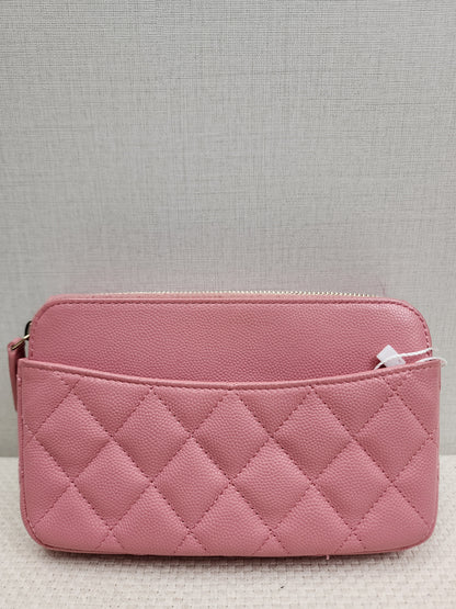Chanel Pink Caviar Flap Phone Holder w Chain (LGHW)