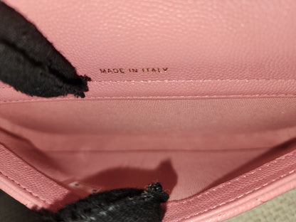 Chanel Pink Caviar Flap Phone Holder w Chain (LGHW)