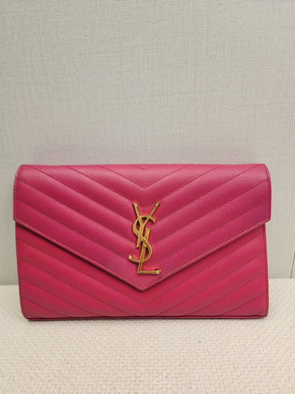 YSL Hot Pink Grain de Poudre Classic Cassandra WOC (GHW)