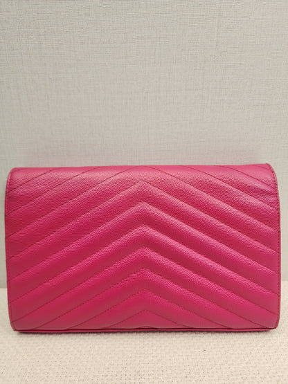 YSL Hot Pink Grain de Poudre Classic Cassandra WOC (GHW)