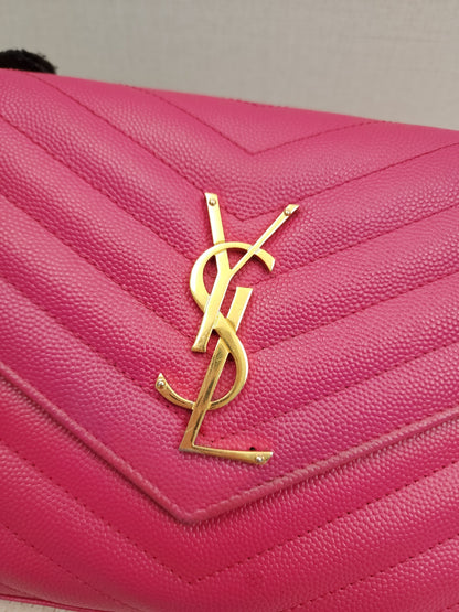 YSL Hot Pink Grain de Poudre Classic Cassandra WOC (GHW)