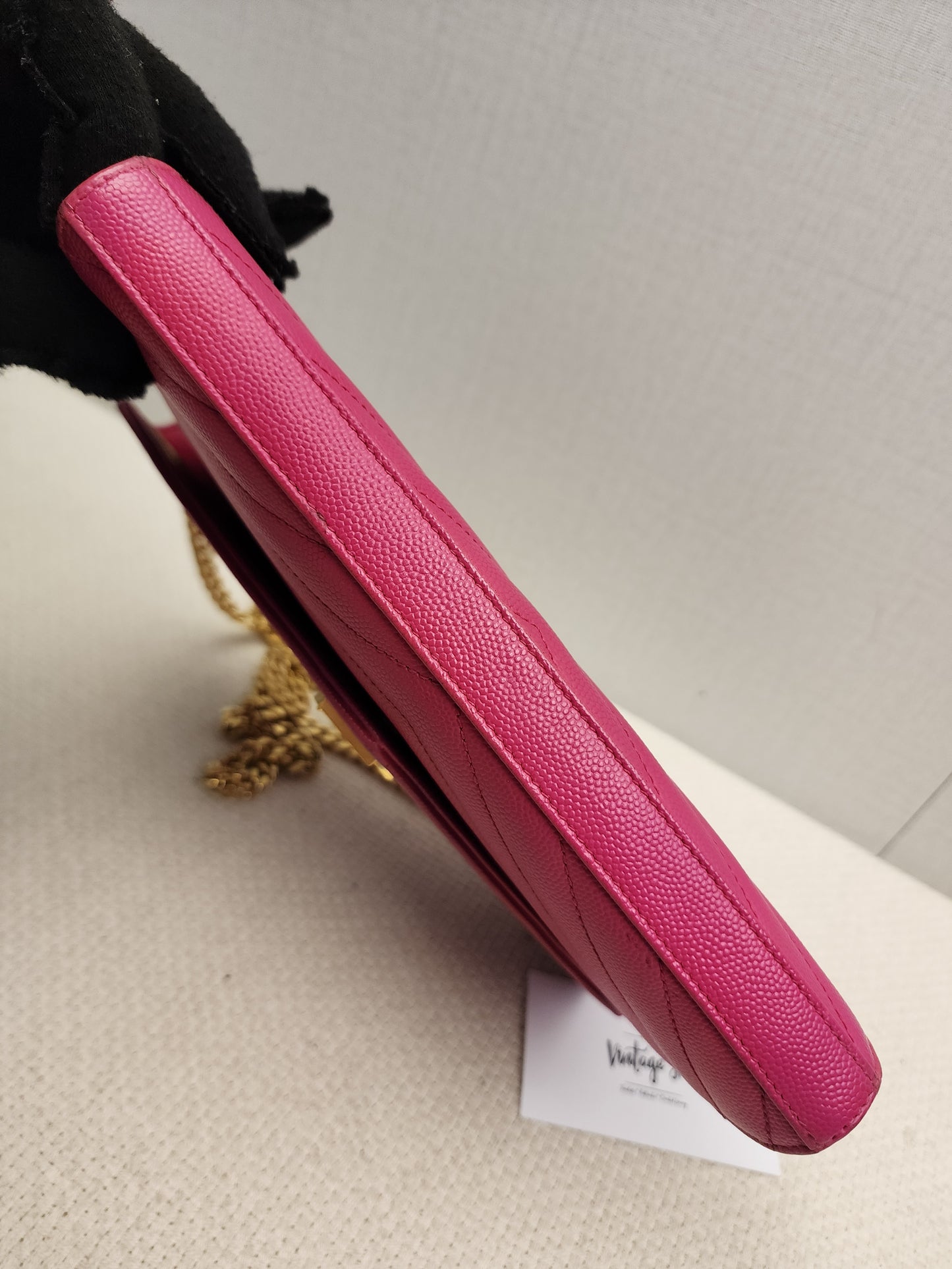 YSL Hot Pink Grain de Poudre Classic Cassandra WOC (GHW)