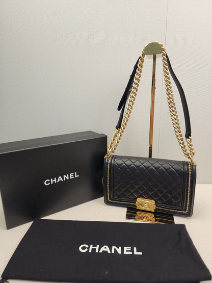 Chanel Black Lambskin Medium Boy Enchained (GHW)