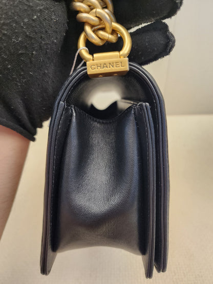 Chanel Black Lambskin Medium Boy Enchained (GHW)
