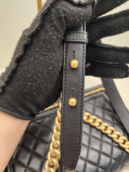 Chanel Black Lambskin Medium Boy Enchained (GHW)
