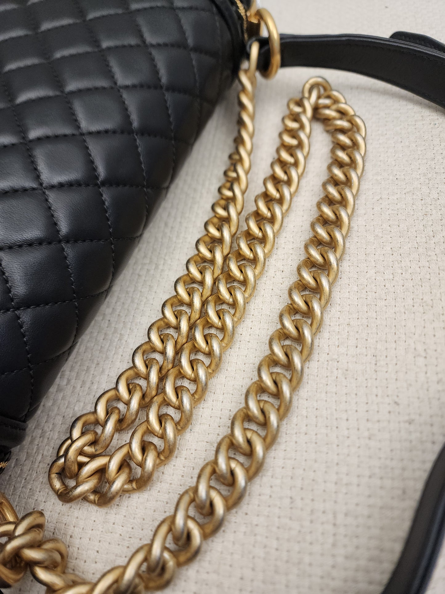 Chanel Black Lambskin Medium Boy Enchained (GHW)