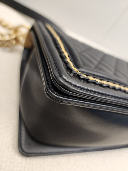 Chanel Black Lambskin Medium Boy Enchained (GHW)