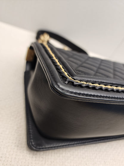 Chanel Black Lambskin Medium Boy Enchained (GHW)