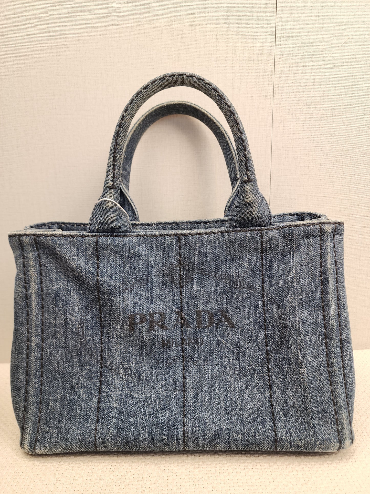 Prada Denim Small Canapa Tote