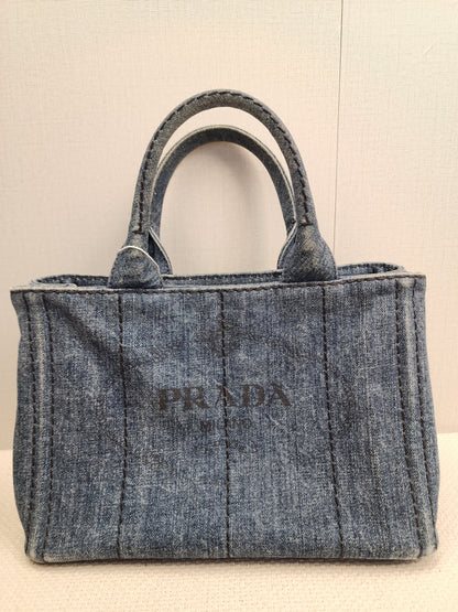 Prada Denim Small Canapa Tote