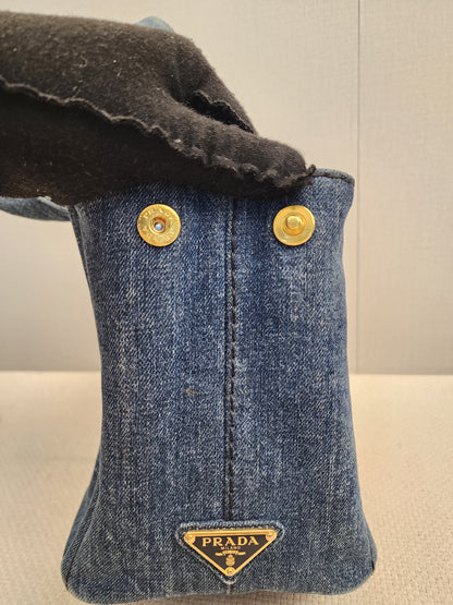 Prada Denim Small Canapa Tote