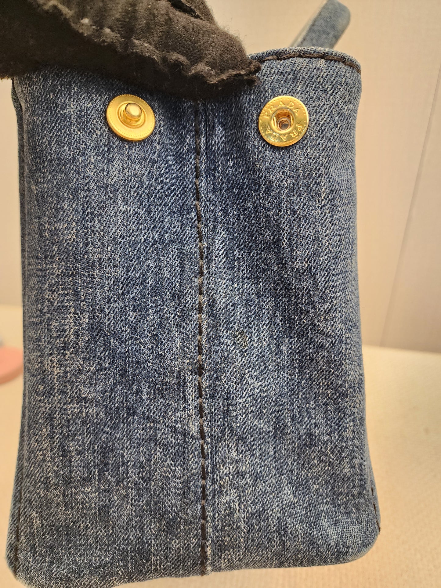 Prada Denim Small Canapa Tote