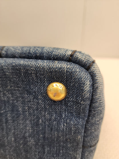 Prada Denim Small Canapa Tote
