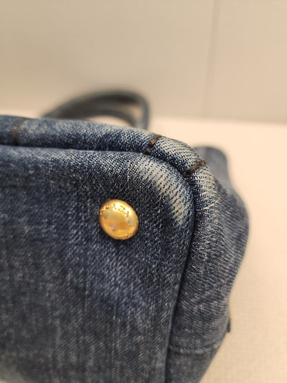 Prada Denim Small Canapa Tote