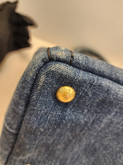 Prada Denim Small Canapa Tote