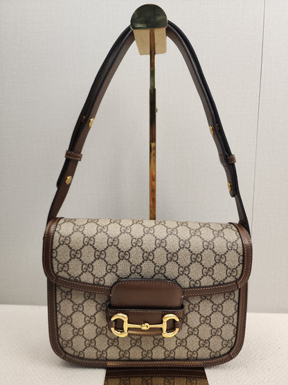 Gucci Brown Horsebit 1955 Medium Shoulder Bag