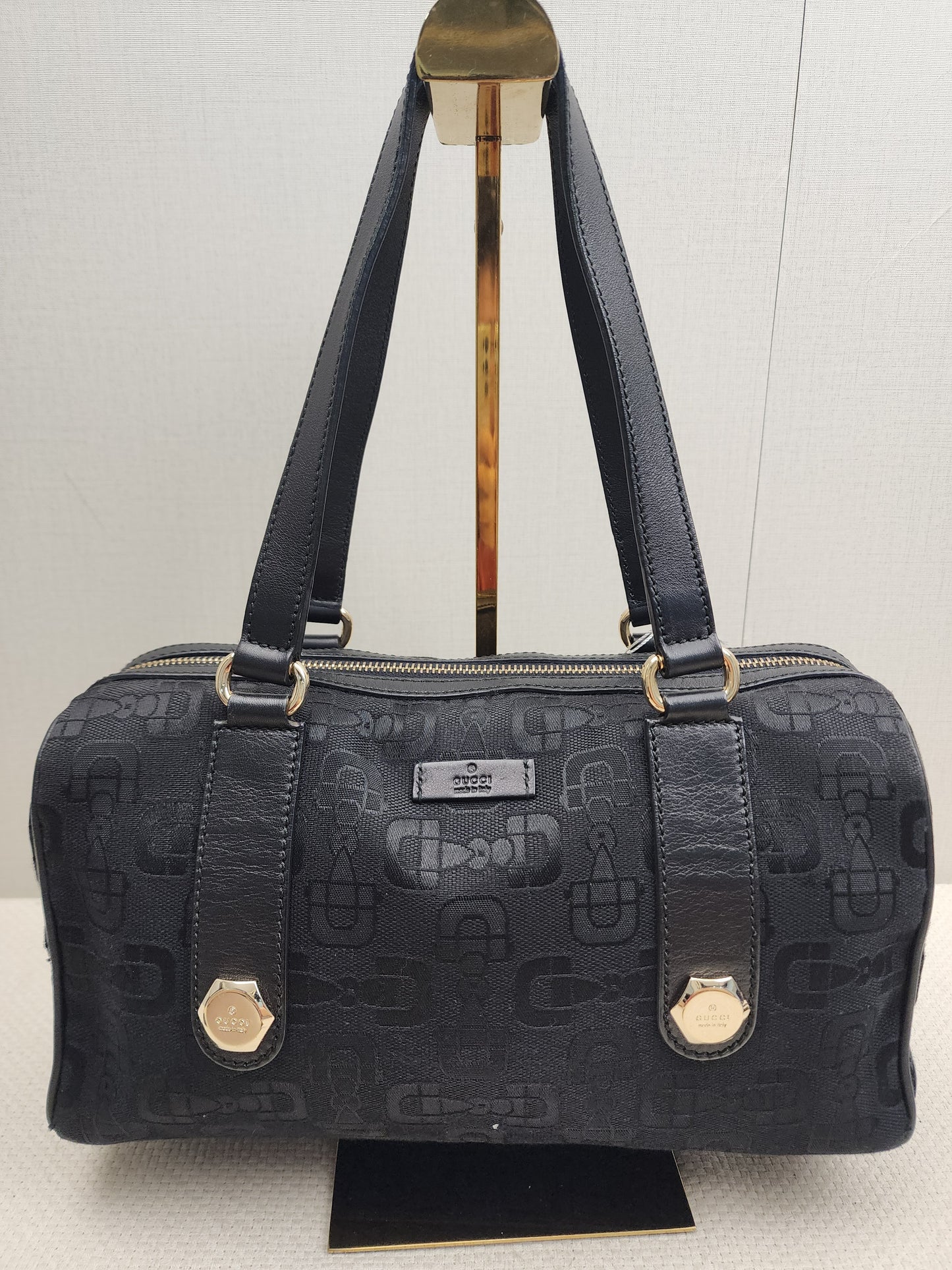 Gucci Black Canvas Channy Horsebit Boston
