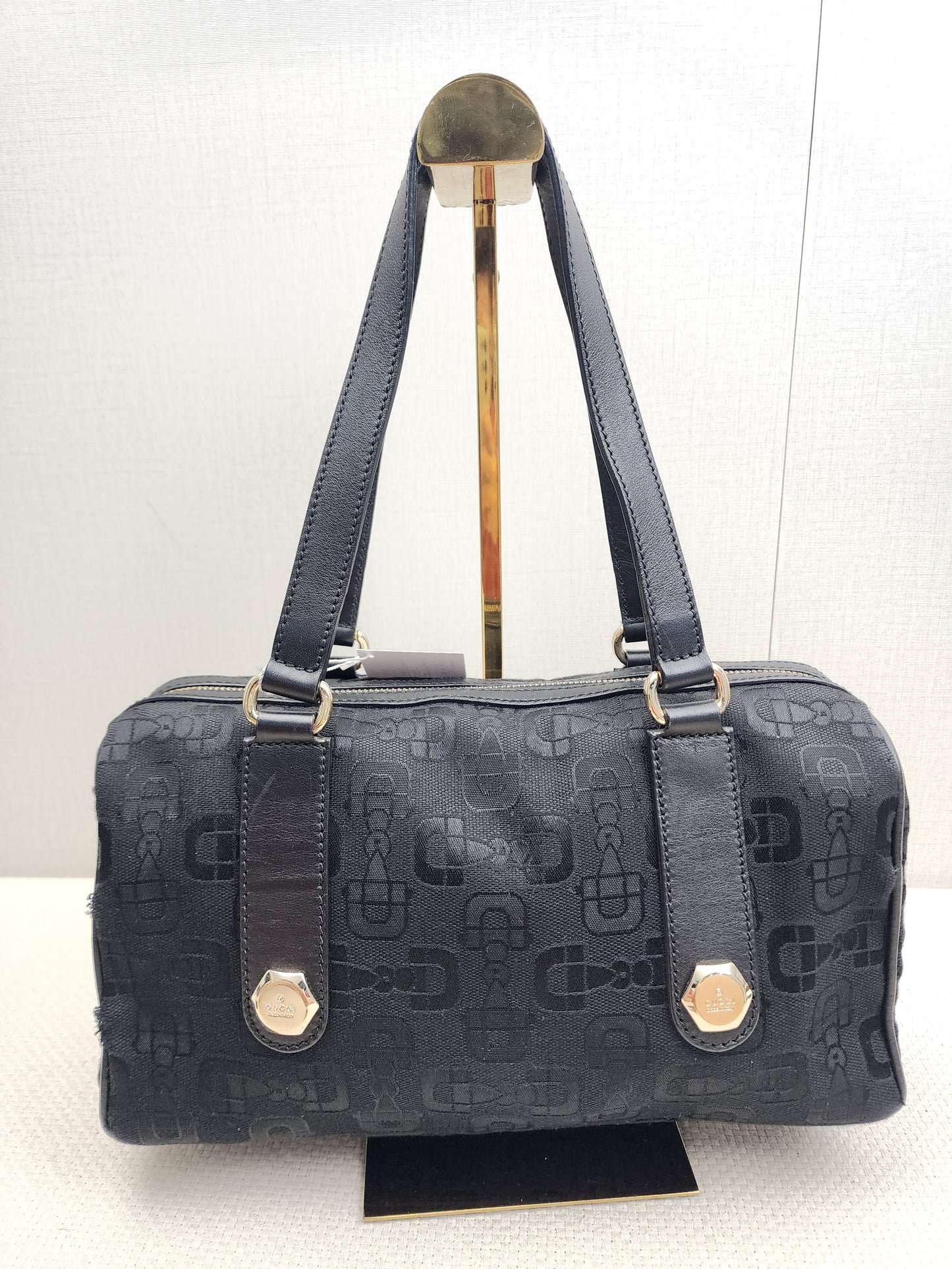 Gucci Black Canvas Channy Horsebit Boston