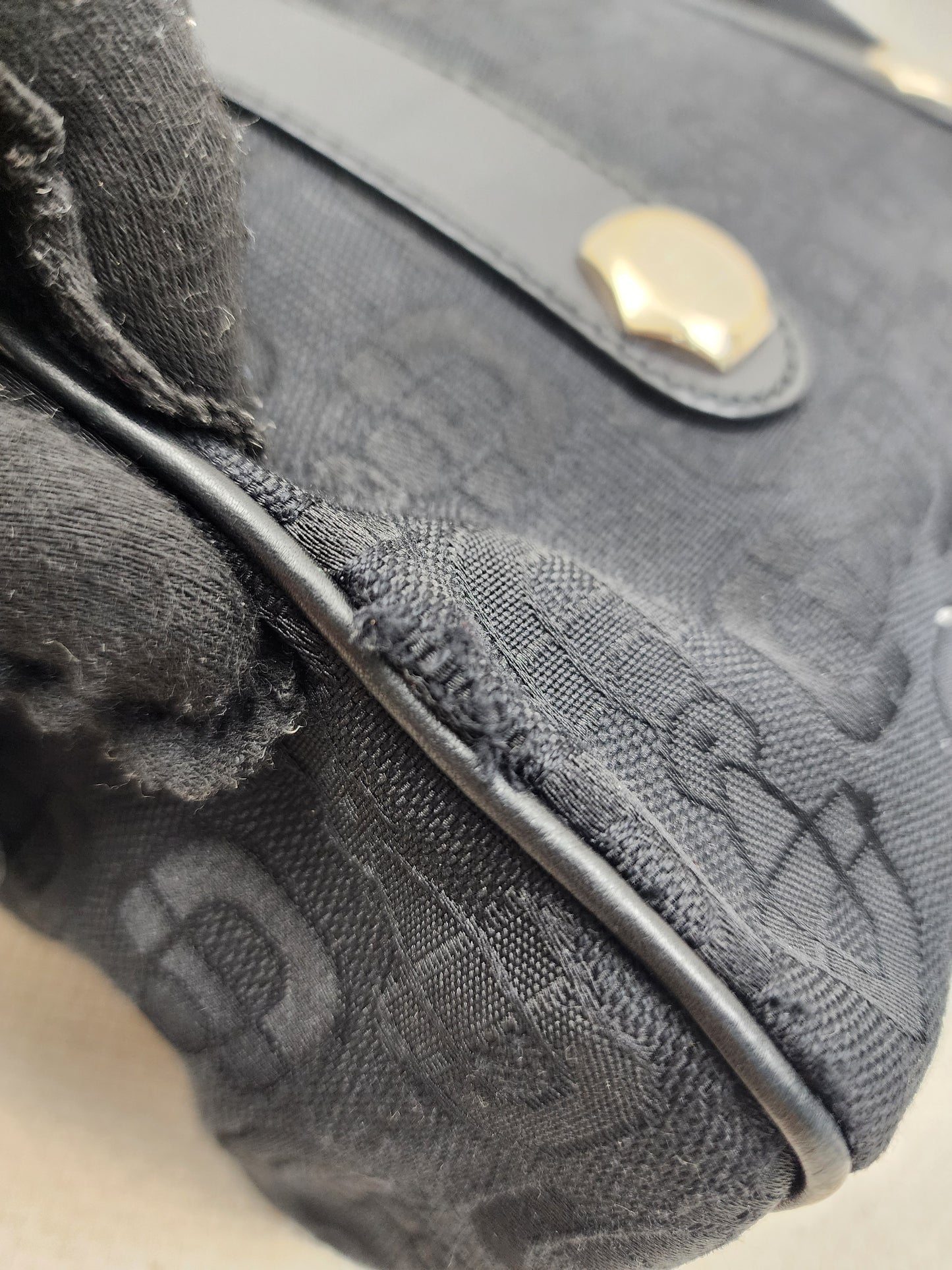 Gucci Black Canvas Channy Horsebit Boston