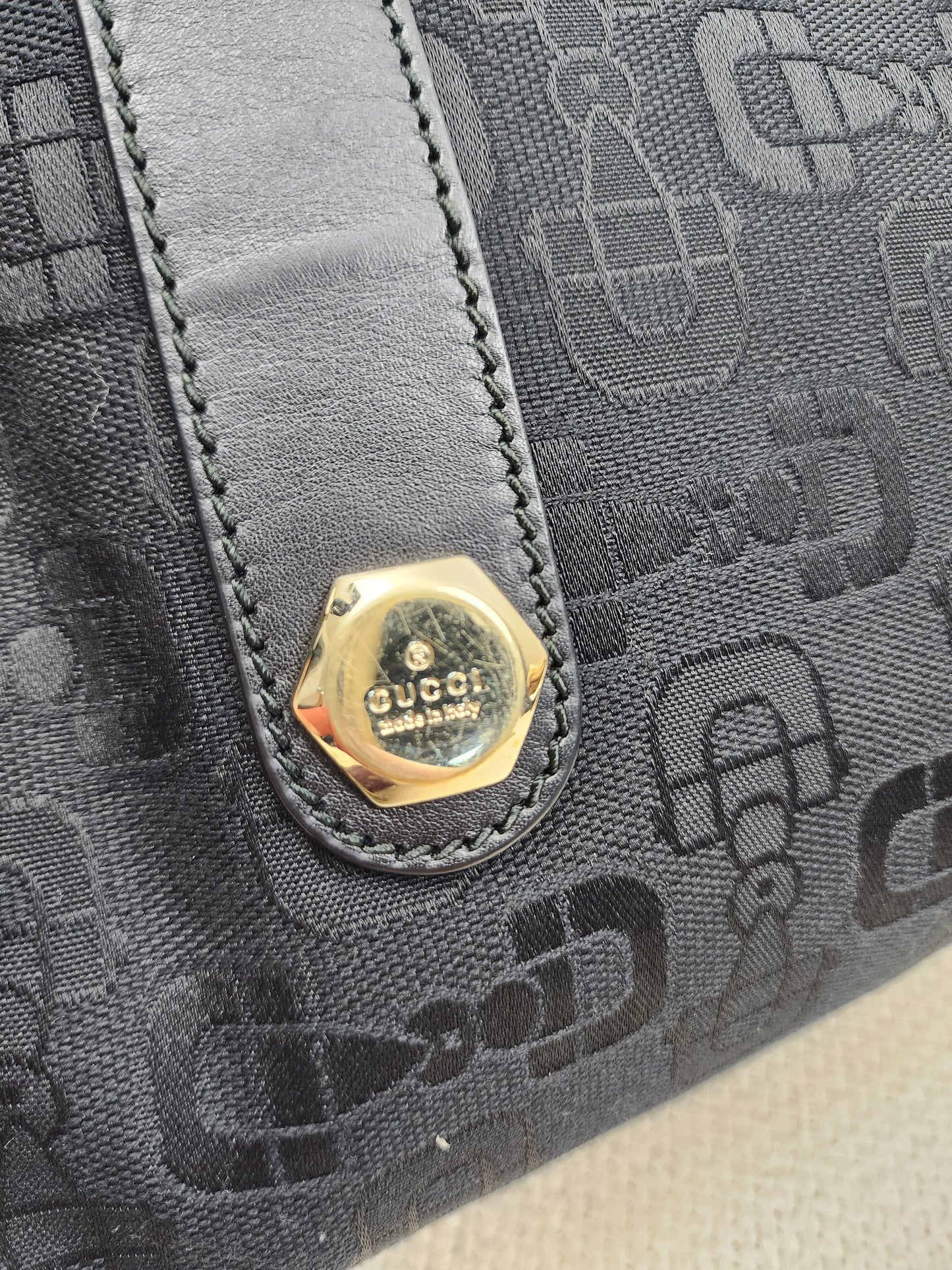 Gucci Black Canvas Channy Horsebit Boston