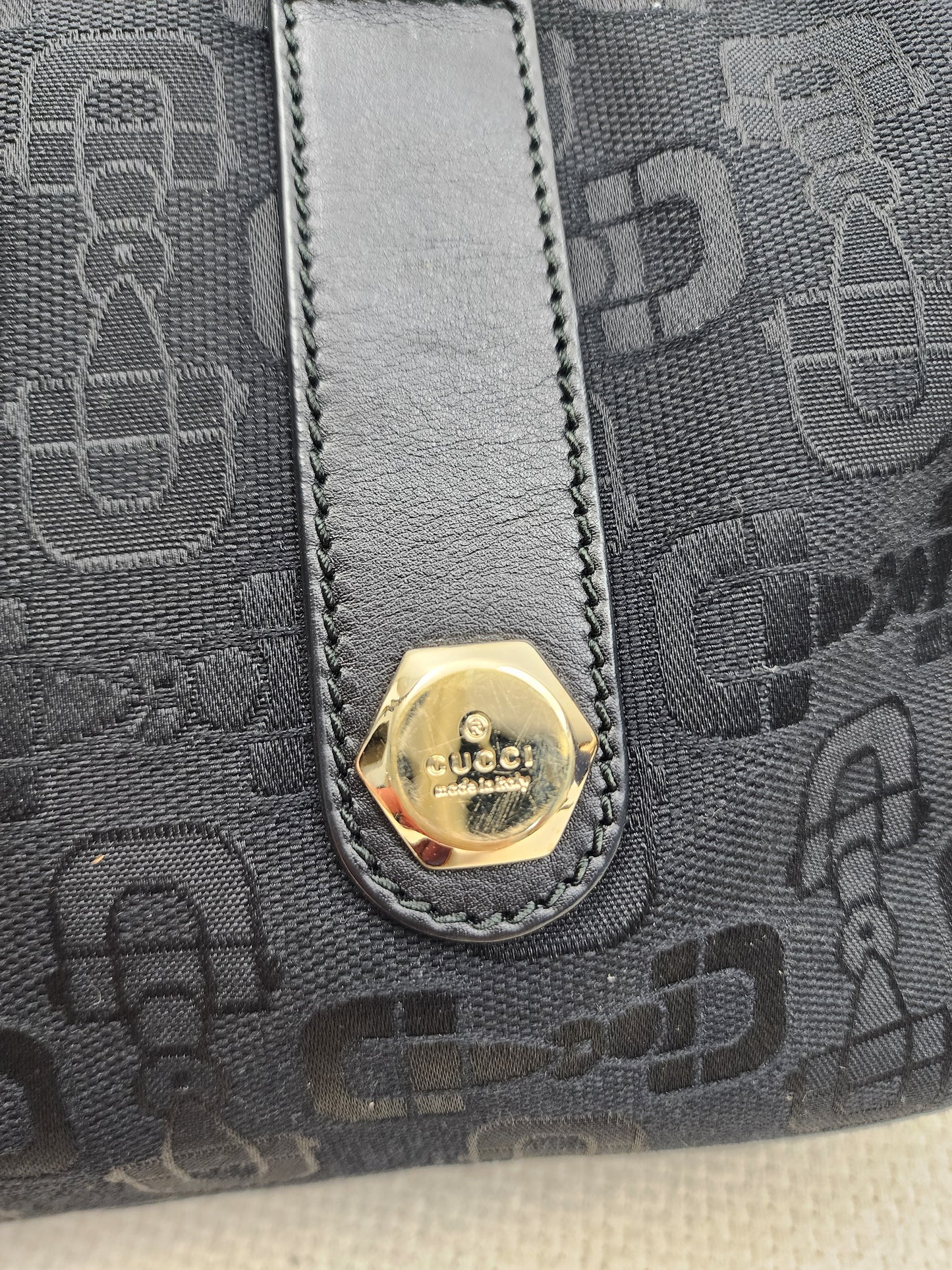 Gucci Black Canvas Channy Horsebit Boston