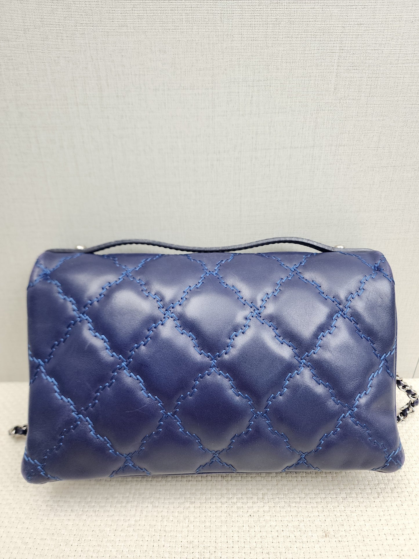 Chanel Blue Calfskin Hampston Flap Bag (SHW)