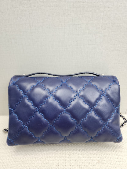 Chanel Blue Calfskin Hampston Flap Bag (SHW)