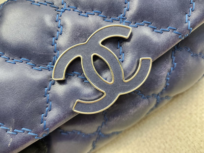 Chanel Blue Calfskin Hampston Flap Bag (SHW)