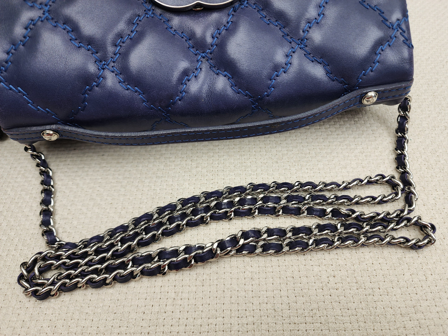 Chanel Blue Calfskin Hampston Flap Bag (SHW)